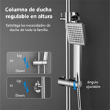 1 x RAW Customer Returns YOOZENA Bathroom Mixer Shower Column Extendable Column with Faucet, Shower Head with Hose, Rain Shower, Square Chrome - RRP €118.32