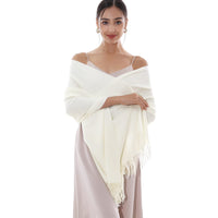 1 x RAW Customer Returns RIIQIICHY Scarves for Women Winter Shawl Party Stoles for Weddings Large Pasminas Ivory Scarves Foulard Foulard - RRP €23.99