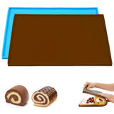 1 x RAW Customer Returns 2 pieces silicone baking tray 31 x 27 x 3 cm non-stick coated silicone rolling mat baking mat with edge food-safe heat-resistant oven baking tray non-slip Swiss roll baking tray blue brown - RRP €13.1