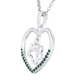 1 x Brand New JO WISDOM women s necklace silver 925, chain pendant dog paw print footprint I love you from my heart with 5A zirconia May birthstone emerald color, 45cm 5CM, jewelry for women - RRP €46.38