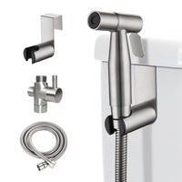 1 x RAW Customer Returns  DELETE Bidet Wall Spray Kit for Toilet,Hand Sprayer WC Attachment Stainless Steel for Pet Bath Personal Hygiene Bathroom Silver  - RRP €27.18