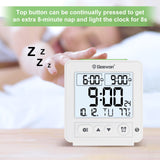 1 x RAW Customer Returns Geevon Digital Alarm Clock with Temperature Display, Two Alarm Times and Date, Small Travel Alarm Clock with Backlight, Alarm Clock Battery Operated for Bedside Table Bedroom, 10 x 3.6 x 9 cm Black  - RRP €20.08