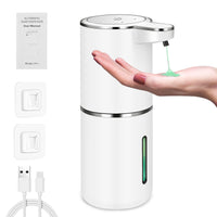 1 x RAW Customer Returns Automatic Soap Dispenser - P11 Electric Soap Dispenser with Sensor, Automatic Soap Dispenser with 4 Level Setting, Battery Level Display, Wall Mounted Soap Dispenser for Bathroom Kitchen Gel  - RRP €29.39