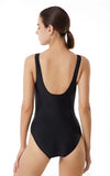 1 x Brand New LULUWINGX Women s One-Piece Swimsuit Contrast V-Neck Swimwear Deep U-Back Swimwear Black X-Large  - RRP €22.32