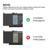 1 x RAW Customer Returns Exmate Laptop Battery 6MT4T 7V69Y TXF9M 79VRK for Dell Latitude E5450 E5470 E5550 E5570 Notebook Battery 7.6V 62Wh  - RRP €45.37