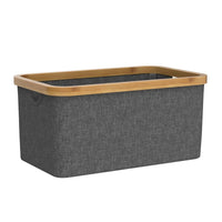 1 x RAW Customer Returns DOKRVLOQ Laundry Basket Foldable 50L Gray Ideal as a Collapsible Storage Basket Natural Bamboo Fabric Foldable Basket Storage Foldable Laundry Tub Flat Laundry Collector - RRP €25.45