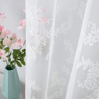 1 x RAW Customer Returns MIULEE Lace Curtains-White Embroidered Lace Curtains with Eyelets, Sheer Curtain with Floral Embroidery, Vintage Voile Curtain for Living Room Bedroom Decoration, 2 Sheets 2X W150xL225cm - RRP €23.89