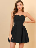 1 x RAW Customer Returns Allegra K Women s Dress Sexy Strapless Off Shoulder A-Line Party Ruffles Elegant Mini Dress Black S - RRP €48.4