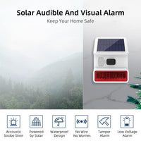 1 x RAW Customer Returns Alarm system house, door alarm system apartment 110dB with 2 door alarms 1 motion detector 2 remote controls 1 solar outdoor siren, window burglar alarm for door window, mobile home, garage, shed - RRP €42.88