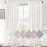 1 x RAW Customer Returns Lanqinglv Set of 2 Sheer Voile Curtains White Loop Curtains Semi-Transparent Linen Curtain Linen Look Translucent Curtains for Bedroom Farmhouse Living Room - 132cm W x241cm H  - RRP €33.25