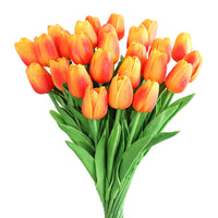 1 x RAW Customer Returns Kisflower 30pcs Artificial Tulips Latex Tulips Flowers Fake Tulip Bouquet Real Touch Flowers for Decor Orange  - RRP €24.32