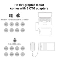 1 x RAW Customer Returns HUION Inspiroy H1161 Graphics Tablets, 11x6 Inch Drawing Tablet with 10 Custom Express Keys and 1 Touch Strip, Pen Tablet for Online Remote Work, OSU Pen Tablet for Windows Mac Chromebook - RRP €96.99