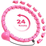 7 x Brand New Smart Hula Hoop Adults for Weight Loss 24 Knots Adjustable Quiet Hula Hoop with Weight Ball 360 Automatic Rotating for Beginners Weight Loss Exercise - Pink - RRP €141.05