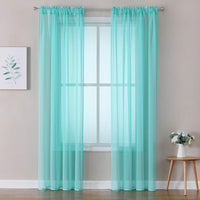 1 x RAW Customer Returns MIULEE Set of 2 Sheer Voile Curtains Rod Pocket Transparent Curtain Made of Voile Polyester Window Curtain Transparent Living Room Airy for Bedroom 140 X 215 cm W x H , Rod Pocket Turquoise - RRP €23.49