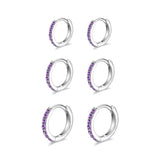 1 x RAW Customer Returns Light purple hoop earrings for women, earrings 925 sterling silver small light purple hoop earrings with AAA zirconia, 3 pairs of hypoallergenic small sleeper huggie hoop earrings - RRP €19.15