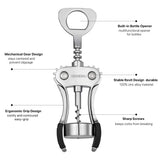 2 x RAW Customer Returns Corkscrew wine, premium wine bottle opener wine opener made of zinc alloy wing corkscrew with multifunctional wine bottle opener for corks and caps, silver - RRP €30.24