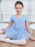 4 x Brand New Kefiyis ballet clothing girls tutu ballet dress ballerina dress costume children s dance dress short sleeve cotton ballet suit with tutu - RRP €74.6