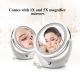 1 x RAW Customer Returns TOUCHBeauty round cosmetic mirror - rechargeable table mirror with LED lighting and 5x magnification - make-up mirror with 360 swivel function. Double-sided AG-1276 - RRP €28.39