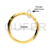 1 x RAW Customer Returns OUFER Body Piercing 18G 14K Solid Gold Hinged Clicker Segment Ring Lip Nose Hoop Helix Daith Tragus Septum Cartilage Earring 18G 6MM - RRP €71.05