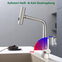 1 x RAW Customer Returns Kelleria high pressure kitchen faucet pull-out, cold start stainless steel sink faucet with swivel spout, three water jet modes, single lever mixer tap with pull-out shower, 360 rotatable - RRP €79.99