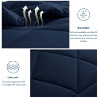 1 x RAW Customer Returns WAVVE Duvet 240x260 cm All Year Round Duvet 4 Seasons, Quilt 300gsm Microfiber 260x240, Super Soft Blanket Sleeping Blanket Breathable 240 x 260 Blue - RRP €49.99