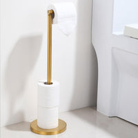 1 x RAW Customer Returns Standing toilet paper holder, stainless steel toilet paper holder, toilet paper storage, freestanding toilet roll holder, toilet paper holder spare roll holder for bathroom gold  - RRP €21.89