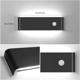 1 x RAW Customer Returns INHDBOX wall light motion detector indoor 12W cold white, LED wall lamp indoor up and down aluminum interior light wall lighting for living room bedroom hallway stairs, black  - RRP €30.99