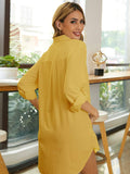 1 x RAW Customer Returns ZANZEA blouse women s V-neck long sleeve elegant shirt chiffon oversize long blouse casual tunic tops A-yellow 46 EU - RRP €34.27