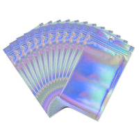 1 x RAW Customer Returns Rimiko 50 pieces holographic ziplock bags plastic bag ziplock, foil bag bag mylar, sample bag resealable for food storage and packaging 7x10cm  - RRP €7.86