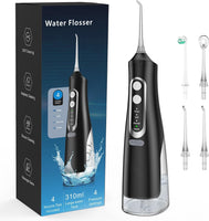 1 x RAW Customer Returns Powerful Oral Irrigator Electric Tooth Cleaner 4 Modes 4 Nozzles Wireless Oral Irrigator IPX7 Waterproof Water Flosser 310ML Removable Water Tank for Ten Home and Travel Use Black  - RRP €30.24