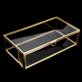 1 x RAW Customer Returns Homtone Golden Vintage Glass Box Terrarium Retro Jewelery Box Transparent Glass Jewelery Storage Organizer for Wedding Birthday Party Decor Large  - RRP €25.04