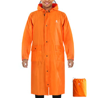 1 x RAW Customer Returns Anyoo Unisex Lightweight Raincoat Hooded Poncho Compact Reusable Waterproof Poncho with Sleeves for Backpacking Camping Outdoor, Orange, One Size - RRP €24.19