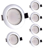 1 x Brand New HCFEI 6x LED recessed spotlight set super flat 3W chrome 230V dimmable, 55-70 mm installation hole, shiny chrome, warm white - RRP €30.24