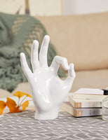 1 x Brand New NENBOLEC Modern Sculpture Figures Finger Decor Gift Hand Statue Arts Living Room Art Polyresin Ornament White 28cm - RRP €79.99