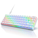 1 x RAW Customer Returns RK ROYAL KLUDGE RK61 QMK Via Mechanical Keyboard 60 Wired Gaming Keyboard RGB Red Switch Hot Swap US Layout Compatible with Mac PC iPad iOS, White - RRP €5.57