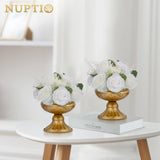 1 x RAW Customer Returns NUPTIO Artificial Flower Centerpieces for Tables 2 Pack 24cm Diameter White Fake Rose Flowers Arrangement Silk Faux Bouquet Wedding Centerpieces for Home Party Anniversary Decoration - RRP €22.16