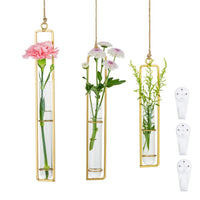 4 x Brand New Glasseam Hydroponic Vase Wall Vases, Set of 3 Flower Vase Transparent Glass Vase Decorative Hydroponic Vases Indoor Wall Decorations Home Decoration Living Room Modern Ornaments, Gold - RRP €91.2