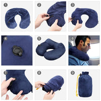 1 x RAW Customer Returns KXCFCYS Travel Pillow Luxuriously Soft Inflatable Neck Pillow - Compact and Lightweight for Sleeping on Planes, Cars and Trains - Carry Bag - Soft and Ergonomic One Size Design - RRP €23.11