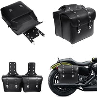 1 x RAW Customer Returns Pair Motorcycle Side Saddlebags PU Leather Waterproof Rear Seat Saddle Bag Travel Tool Tail Luggage Black with Anti-theft Lock - RRP €71.99