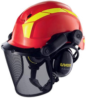 1 x RAW Customer Returns Uvex Pheos Forestry - Forestry helmet with hearing and face protection - SNR 30dB - Color Red - RRP €104.42