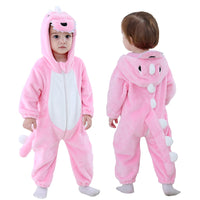 1 x RAW Customer Returns Doladola Baby Romper with Hood Unisex Baby Onesie Cartoon Animal Jumpsuit Pajamas 3.5-4.5 Years, Pink Dinosaur  - RRP €26.99