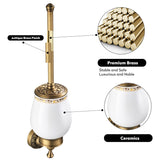 1 x RAW Customer Returns CASEWIND toilet brush holder antique, toilet brushes brass, WC brush set ceramic vintage retro wall mounting with drilling country house style - RRP €34.99