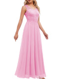 1 x Brand New DRESSTELLS Women s Sleeveless Evening Dresses Maxi Long Ball Gown Chiffon Lace Bridesmaid Dresses Wedding Dresses for Guests Floor Length Wedding Dress Pink M - RRP €62.99