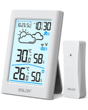 1 x RAW Customer Returns BALDR radio weather station with outdoor sensor, digital DCF radio indoor outdoor temperature display, room thermometer, hygrometer, weather forecast, time display, alarm clock, 3.7 inch display, cream - RRP €37.99