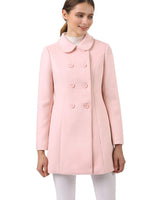 1 x RAW Customer Returns Allegra K Women s Coat Long Sleeve Peter Pan Collar Double Breasted Pockets Winter Trench Coat Pink M - RRP €90.74