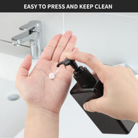 1 x RAW Customer Returns Segus Soap Dispenser with Separate Label Sticker, 3 Pack Square Small Pump Bottle for Bathroom Organizer, Travel Portability Refill for Shampoo, Body Milk, Cleansing Oil, 280ml, Black - RRP €18.4