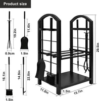 1 x RAW Customer Returns Amagabeli Firewood Rack Indoor Firewood Rack with 4 Fireplace Tools 74x40x30cm Firewood Stand Fireplace Tools for Outdoors Firewood Holder Wood Rack for Fireplace Stove Cutlery Wrought Iron Black - RRP €64.91