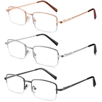 1 x Brand New VVDQELLA Reading Glasses Metal Frame Men Women Reading Glasses Computer 2.50x 3 Silver Fashion Reading Glasses with Blue Light Filter Spring Hinge - RRP €60.0