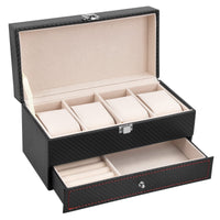 1 x RAW Customer Returns Watch box 4 watch compartments watch box watch box watch storage box jewelry box black jewelry box for men women watch organizer watch box watch case watch box - RRP €24.56