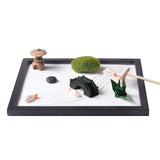 1 x RAW Customer Returns Zen Garden Set, Zen Sand Meditation Ornaments, Mini Meditation Rock and Sand Garden Wooden Base, Buddha, White Sand, Chinese Ornament for Relaxation Meditation 574  - RRP €23.99